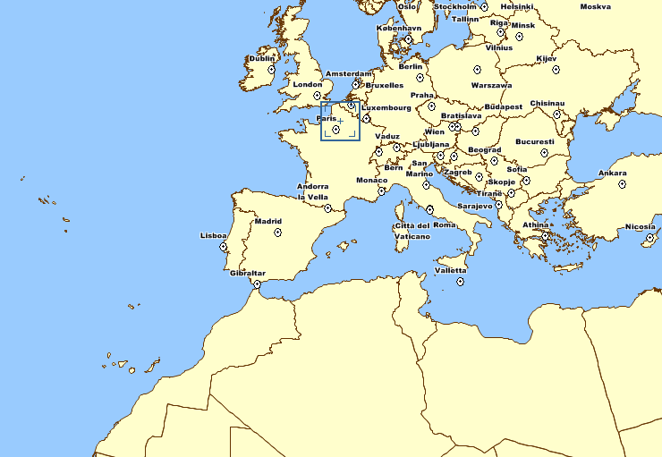 Etelfay par rapport à l'Europe